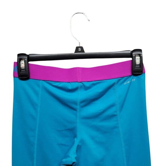 Nike Pro Combat Leggings Capri Teal Blue Training Pants Athletic 392370 Womens S - Picture 6 of 13